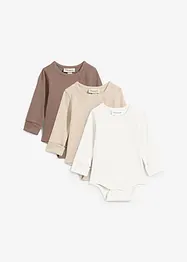 Body estensibile a manica lunga in puro cotone (pacco da 3), bonprix