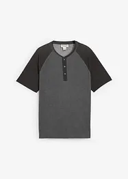 Maglia serafino a maniche corte in puro cotone biologico effetto lavato, bonprix