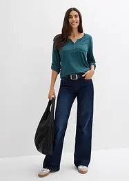 Maglia serafino in cotone con bottoni, bonprix