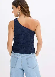 Top monospalla ricamato, bonprix