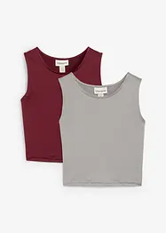 Top corto aderente (pacco da due), bonprix