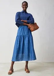 Camicia oversize corta in misto cotone e seta, bonprix