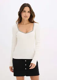 Maglione in filato fine con dettaglio gioiello, bonprix