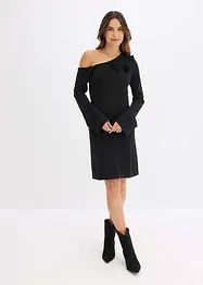 Abito in maglia con fiori applicati, bonprix