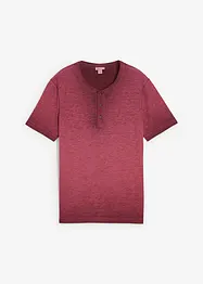 Maglia serafino a maniche corte  in puro cotone biologico effetto lavato, bonprix