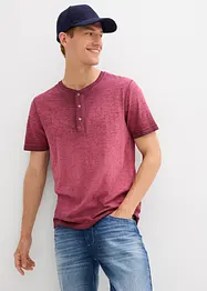 Maglia serafino a maniche corte  in puro cotone biologico effetto lavato, bonprix