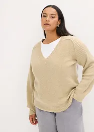 Maglione oversize con scollo a V, bonprix