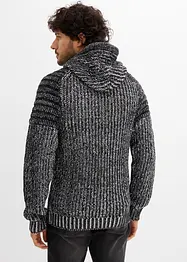 Maglione in filato grosso con cappuccio e dettagli stile biker, bonprix