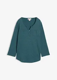 Maglia serafino in cotone con bottoni, bonprix