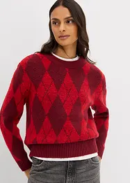 Maglione in filato fine a quadri, bonprix