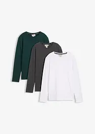 Maglia a maniche lunghe con cotone biologico (pacco da 3), bonprix