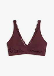 Bralette a costine con cotone biologico e pizzo, bonprix
