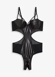 Body con perizoma ouvert effetto bagnato, bonprix