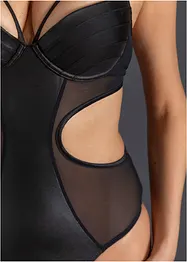 Body con perizoma ouvert effetto bagnato, bonprix