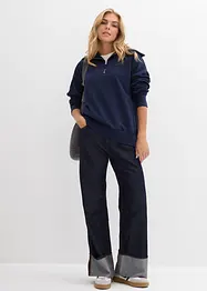 Felpa a collo ampio con zip in misto cotone morbido, bonprix