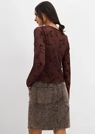 Maglia a maniche lunghe con motivo floccato, bonprix