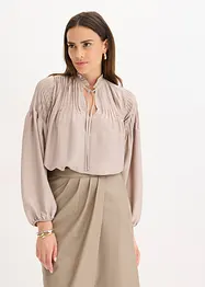 Tunica in satin lucido con pieghe cucite, bonprix