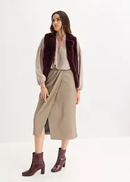 Tunica in satin lucido con pieghe cucite, bonprix