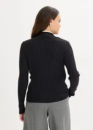 Maglione a coste con effetto 2 in 1 in filato fine di viscosa, bonprix