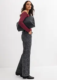 Pantaloni in twill leopardati wide leg, bonprix