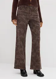 Pantaloni in twill leopardati wide leg, bonprix