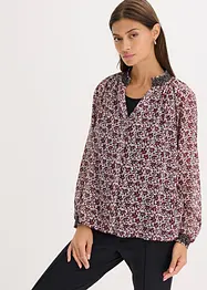 Blusa in chiffon con fantasia e ricamo, bonprix