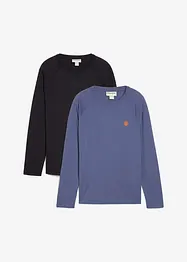 Maglia a maniche lunghe in puro cotone biologico (pacco da 2), bonprix