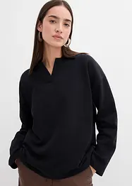 Felpa in cotone biologico con colletto polo in maglia, bonprix