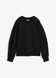 Felpa in cotone biologico con scollo ampio a coste, bonprix