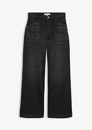 Jeans wide leg con tasche applicate, vita media, bonprix