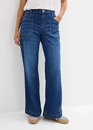 Jeans wide leg con tasche applicate, vita media, bonprix