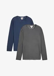 Maglia a maniche lunghe con effetto lavato (pacco da 2), bonprix