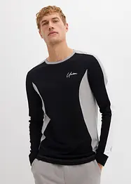 Maglia a maniche lunghe in misto cotone elasticizzato, slim fit, bonprix