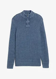 Maglione in filato grosso con mezza zip e effetto lavato, bonprix