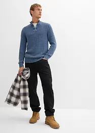 Maglione in filato grosso con mezza zip e effetto lavato, bonprix