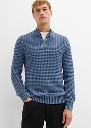 Maglione in filato grosso con mezza zip e effetto lavato, bonprix