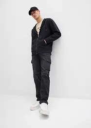 Felpa con zip, cappuccio e puro cotone, loose fit, bonprix