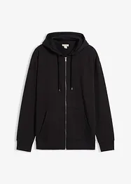 Felpa con zip, cappuccio e puro cotone, loose fit, bonprix