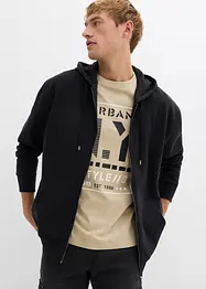 Felpa con zip, cappuccio e puro cotone, loose fit, bonprix