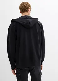 Felpa con zip, cappuccio e puro cotone, loose fit, bonprix