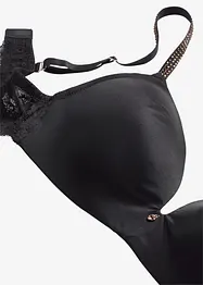 Reggiseno senza ferretto con coppe preformate e spalline glitterate, bonprix