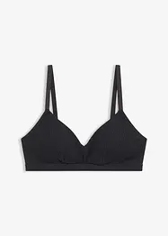 Bralette imbottita senza ferretto in cotone biologico a coste, bonprix