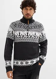 Maglione norvegese con collo e zip, bonprix