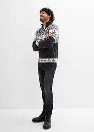 Maglione norvegese con collo e zip, bonprix
