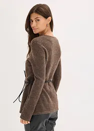 Maglia con percentuale di lana e cinturina in similpelle, bonprix