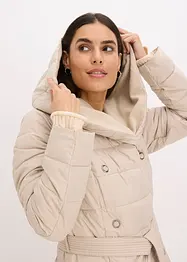 Cappotto trapuntato con inserto in simil lana e cintura da annodare, bonprix