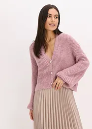 Cardigan corto con filato glitterato in misto lana, bonprix