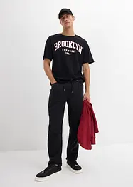 Pantaloni svasati con elastico in vita in twill di puro cotone, relaxed fit, bonprix