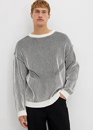 Maglione a coste in misto cotone, loose fit, bonprix