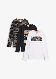 Maglia a maniche lunghe in puro cotone (pacco da 3), bonprix